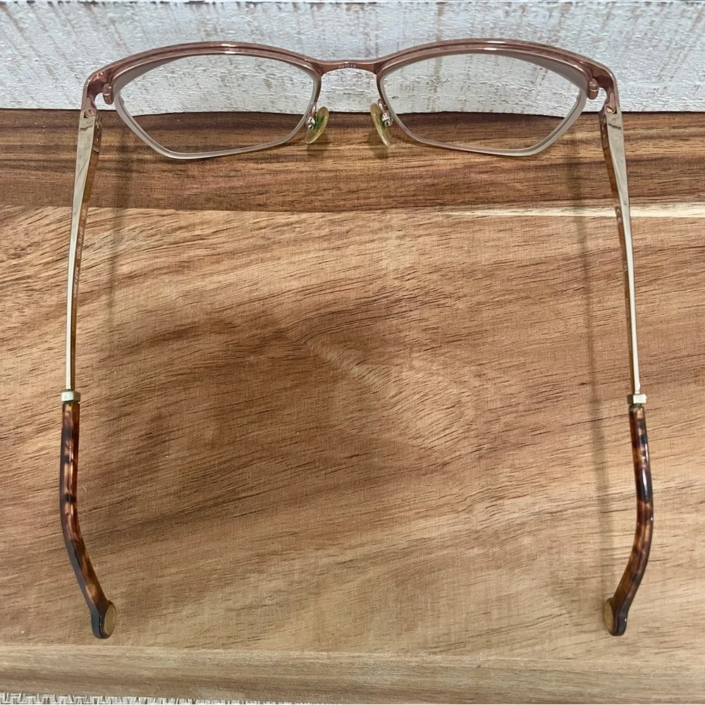 CAROLINA HERRERA VHE125K Gold Brown Pink Tortoise Square Metal FRAMES  54-15-135